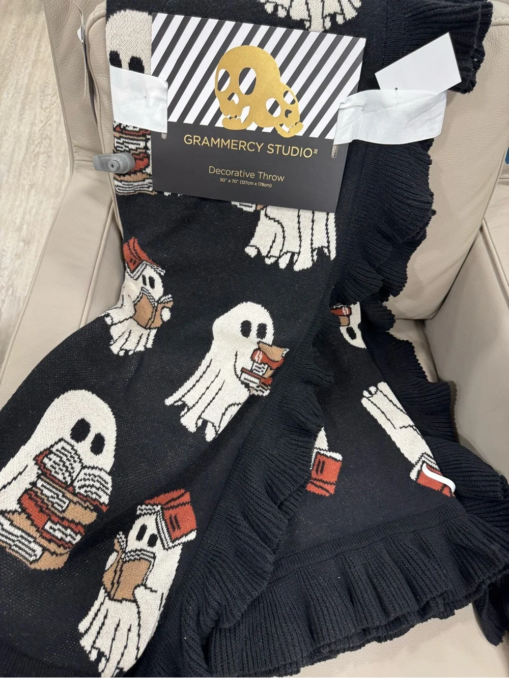 Gramercy Studio Black Ghost & Book Decorative Throw